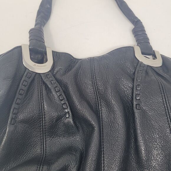 B Makowsky Black Pebbled Leather Hobo Shoulder Bag Purse Medium Large Bohemian - Picture 4 of 13